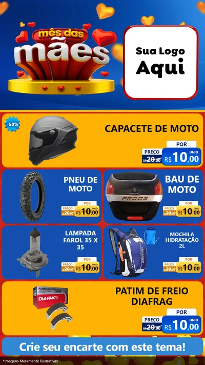 Modelo de TV para TV Vertical com o tema Mês das Mães para Moto peças
