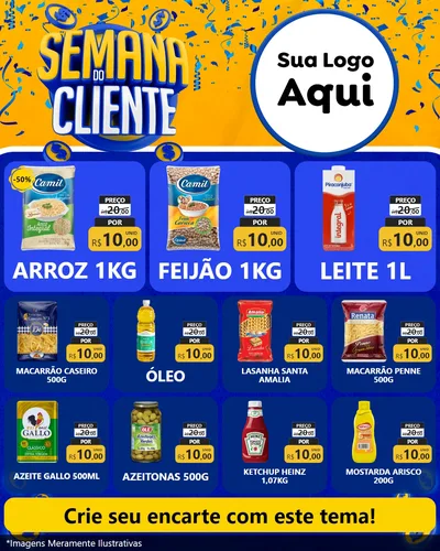 Modelo de Rede Social para Feed Instagram com o tema Semana do Cliente para Supermercado