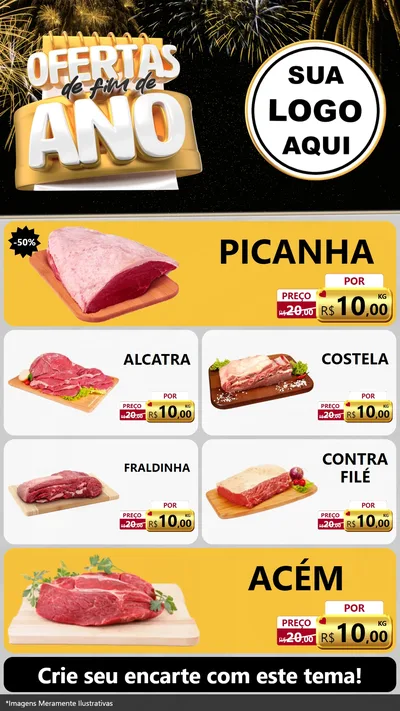 Modelo de TV para TV Vertical com o tema Ofertas de Fim de Ano para Açougue