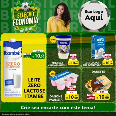 Modelo de Rede Social para Feed Facebook com o tema Seleção de Economia - Copa para Frios e Laticínios