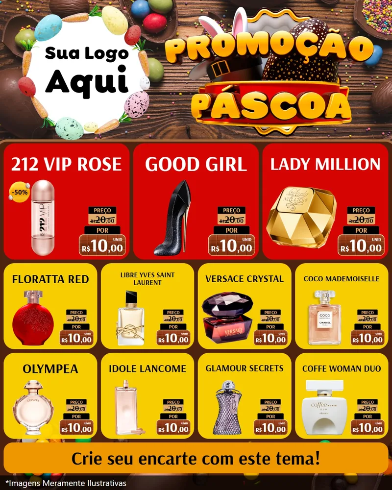 Modelo de Rede Social para Feed Instagram com o tema Promoção Páscoa para Perfumes