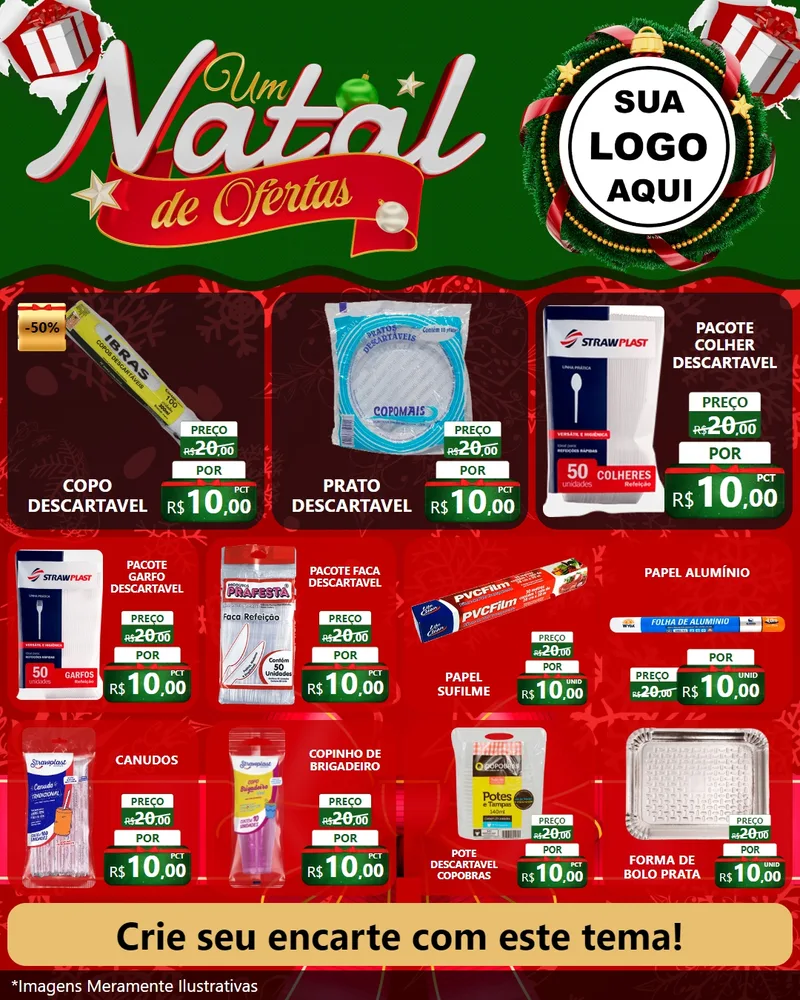 Modelo de Rede Social para Feed Instagram com o tema Um Natal de Ofertas para Embalagens
