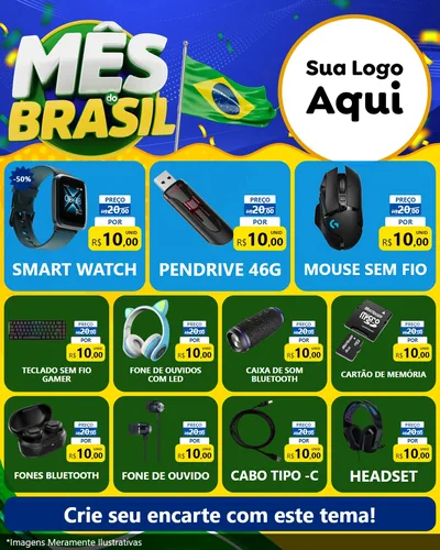 Modelo de Rede Social para Feed Instagram com o tema Mês do Brasil para Informática