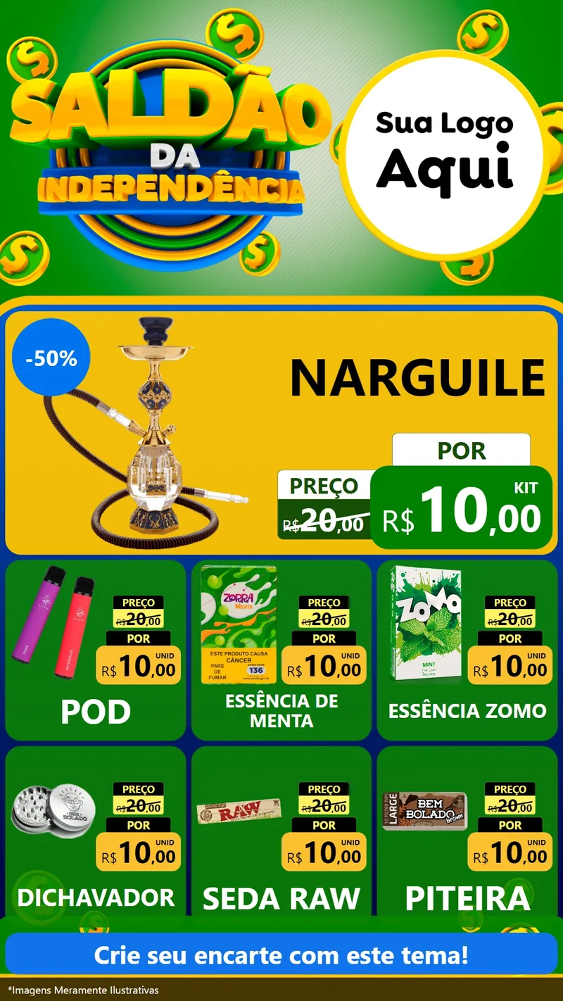 Modelo de Rede Social para Stories com o tema Saldão da Indepêndencia para Tabacaria