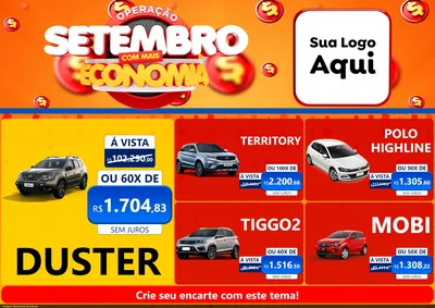 Modelo de Encarte para Encarte A4 Horizontal com o tema Operação Setembro Com Muita Economia para Concessionaria de Carros