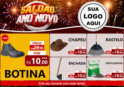 Modelo de Encarte para Encarte A4 Horizontal com o tema Saldão de Ano Novo para Agropecuária