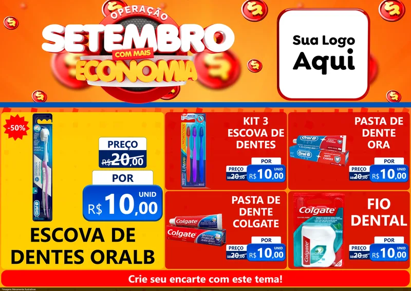 Modelo de Encarte para Encarte A4 Horizontal com o tema Operação Setembro Com Muita Economia para Higiene Pessoal