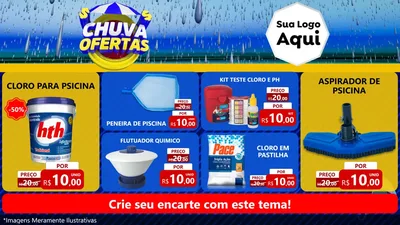Modelo de TV para TV Horizontal com o tema Chuva de Ofertas para Produtos para Piscina