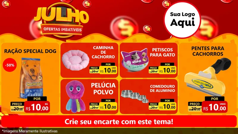 Modelo de TV para TV Horizontal com o tema Julho Ofertas Imbatíveis para Pet Shop