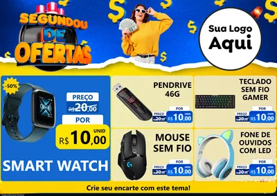 Modelo de Encarte para Encarte A4 Horizontal com o tema Segundou de Ofertas para Informática