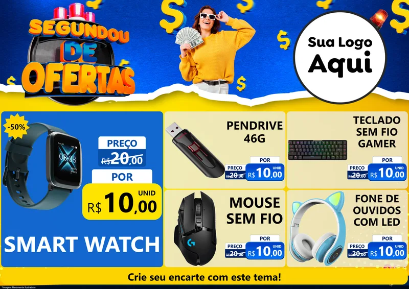 Modelo de Encarte para Encarte A4 Horizontal com o tema Segundou de Ofertas para Informática