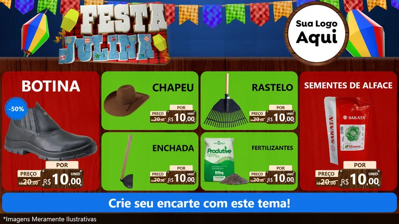 Modelo de TV para TV Horizontal com o tema Festa Julina para Agropecuária
