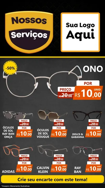 Modelo de Rede Social para Stories com o tema Nossos Serviços para Óticas