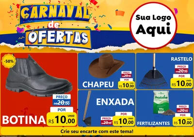 Modelo de Encarte para Encarte A4 Horizontal com o tema Carnaval de Ofertas para Agropecuária