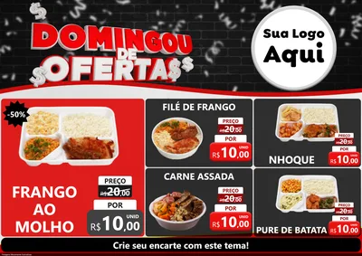 Modelo de Encarte para Encarte A4 Horizontal com o tema Domingou de Ofertas para Restaurante