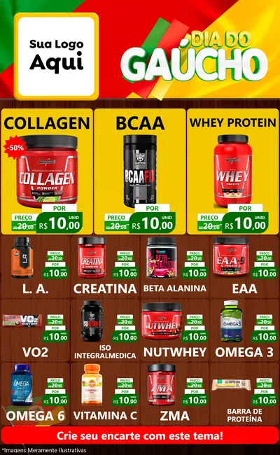 Modelo de Encarte para Encarte Grande com o tema Dia do Gaúcho para Suplementos alimentares