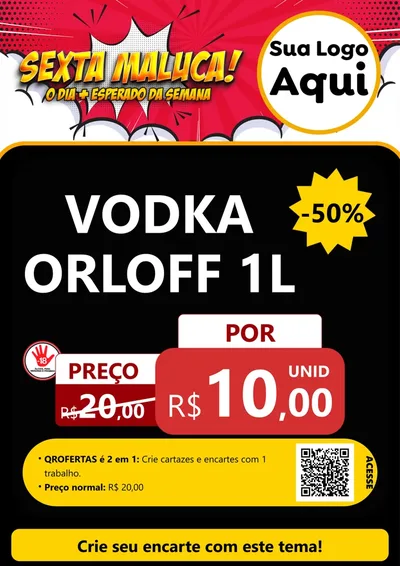 Modelo de Cartaz para Cartaz A4 Vertical com o tema Sexta Maluca! para Distribuidora de bebidas