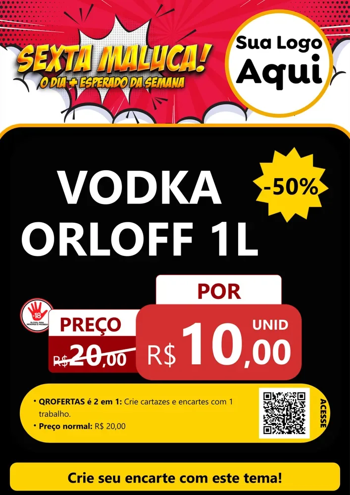 Modelo de Cartaz para Cartaz A4 Vertical com o tema Sexta Maluca! para Distribuidora de bebidas