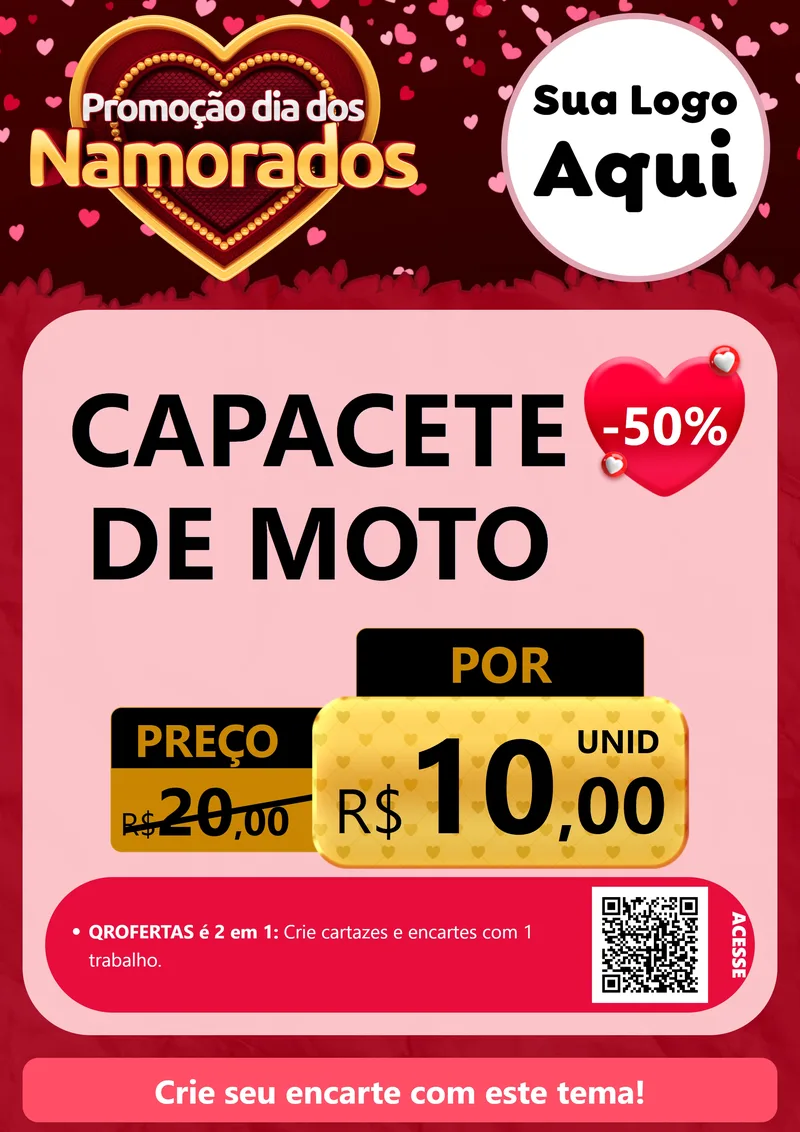 Modelo de Cartaz para Cartaz A4 Vertical com o tema Promoção Dia Dos Namorados para Moto peças