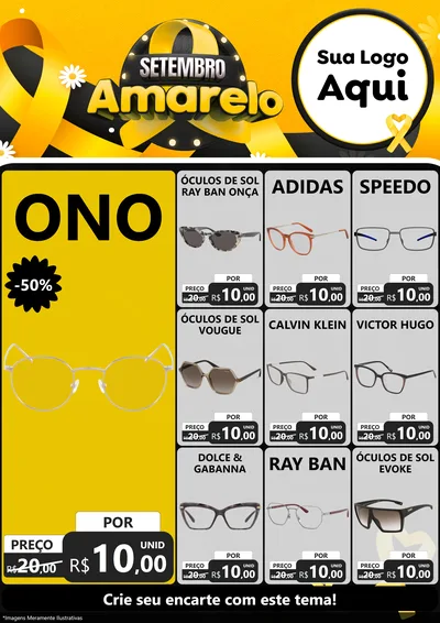 Modelo de Encarte para Encarte A4 Vertical com o tema Setembro Amarelo para Óticas