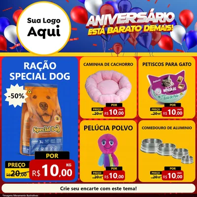 Modelo de Rede Social para Feed Facebook com o tema Aniversário para Pet Shop
