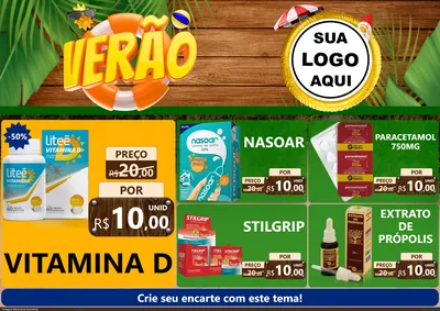 Modelo de Encarte para Encarte A4 Horizontal com o tema Verão para Farmácia