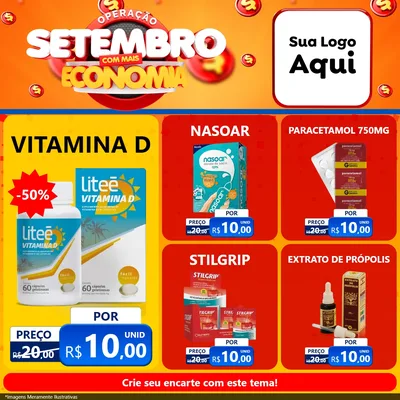 Modelo de Rede Social para Feed Facebook com o tema Operação Setembro Com Muita Economia para Farmácia