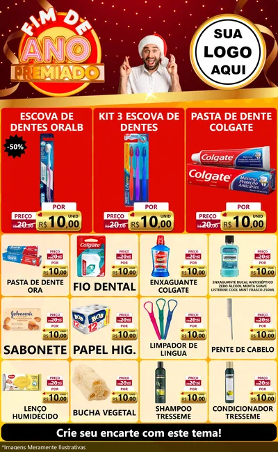 Modelo de Encarte para Encarte Grande com o tema Fim de Ano Premiado para Higiene Pessoal