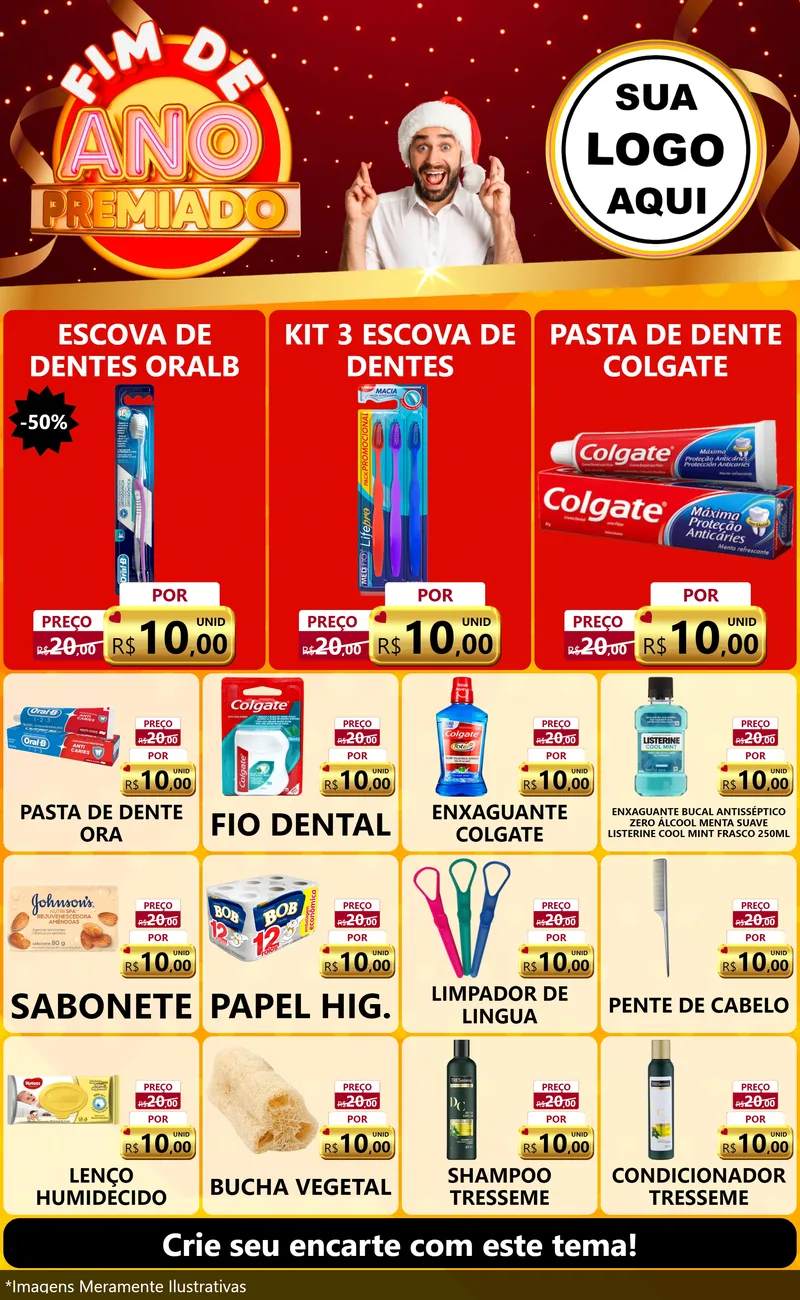 Modelo de Encarte para Encarte Grande com o tema Fim de Ano Premiado para Higiene Pessoal