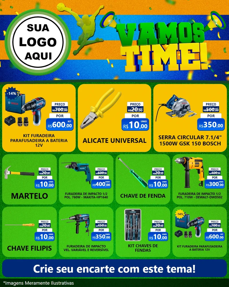 Modelo de Rede Social para Feed Instagram com o tema Vamos Time! para Maquinas e Ferramentas