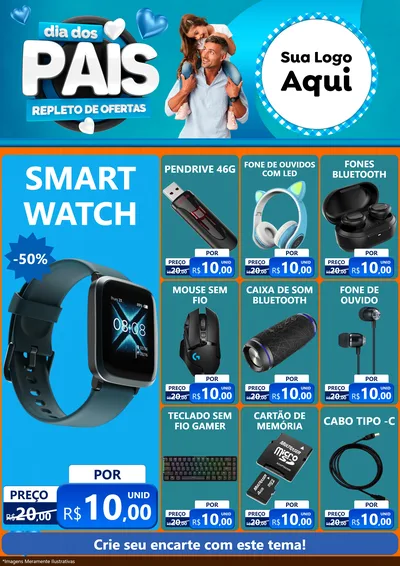 Modelo de Encarte para Encarte A4 Vertical com o tema Dia Dos Pais Repleto de Ofertas para Informática