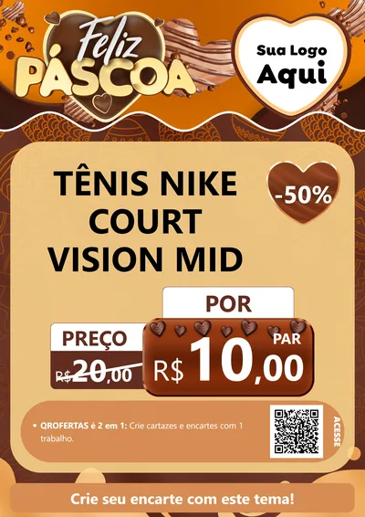 Modelo de Cartaz para Cartaz A4 Vertical com o tema Feliz Páscoa para Calçados