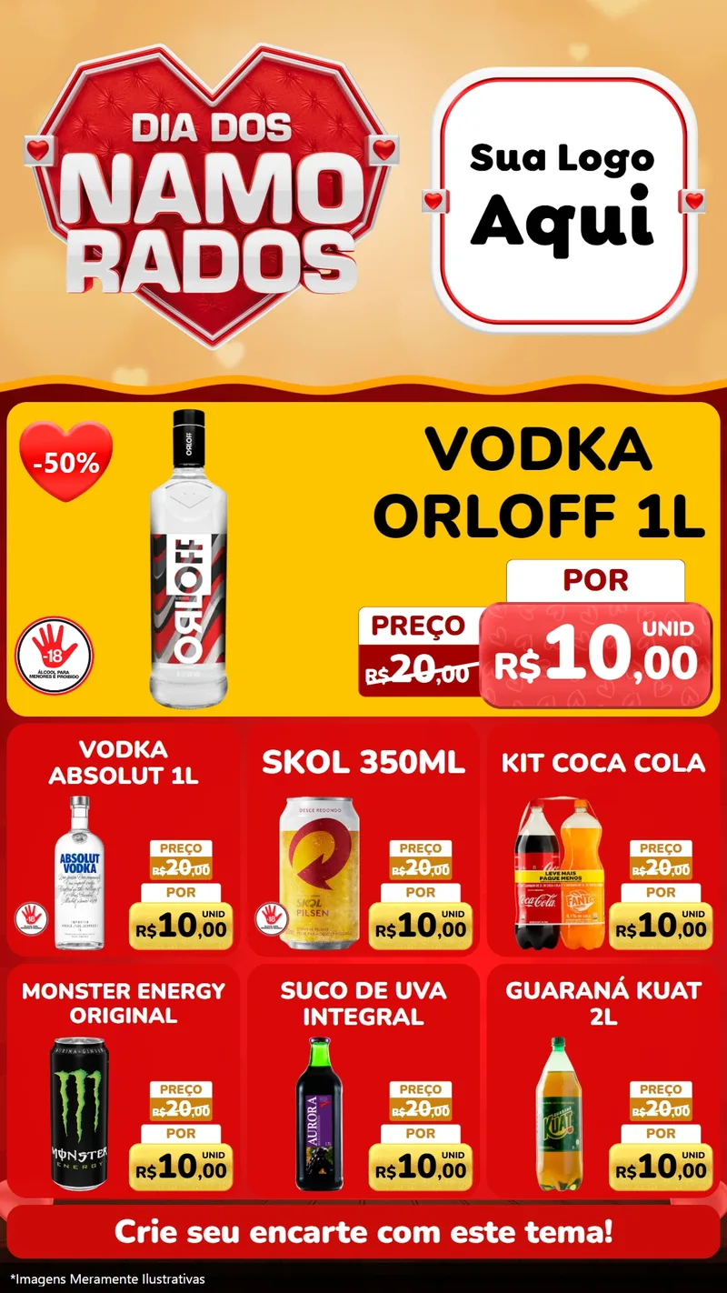 Modelo de Rede Social para Stories com o tema Dia dos Namorados para Distribuidora de bebidas