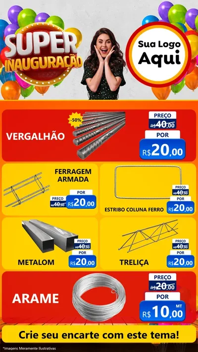 Modelo de TV para TV Vertical com o tema Super Inauguração para Ferragens
