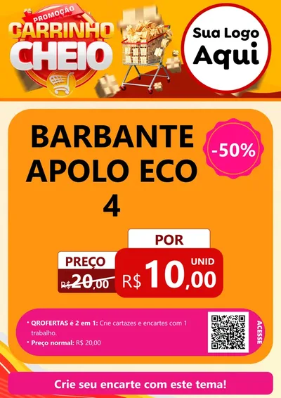 Modelo de Cartaz para Cartaz A4 Vertical com o tema Promoção carrinho cheio para Armarinho e Aviamentos