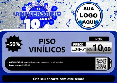 Modelo de Cartaz para Cartaz A4 Horizontal com o tema Promoção de Aniversário - 10 Anos para Material para Construção