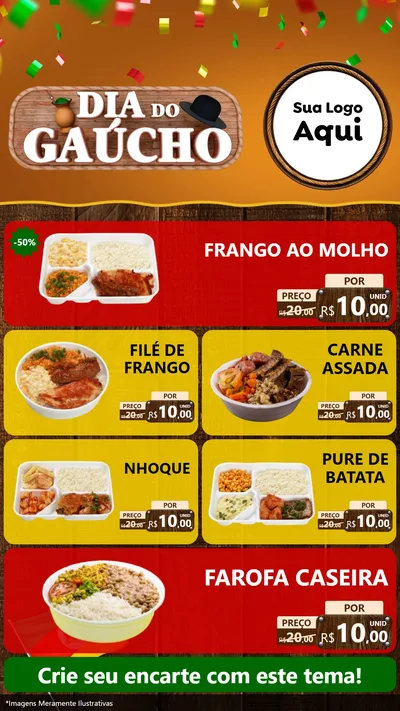 Modelo de TV para TV Vertical com o tema Dia do Gaúcho para Restaurante