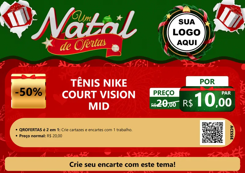 Modelo de Cartaz para Cartaz A4 Horizontal com o tema Um Natal de Ofertas para Calçados