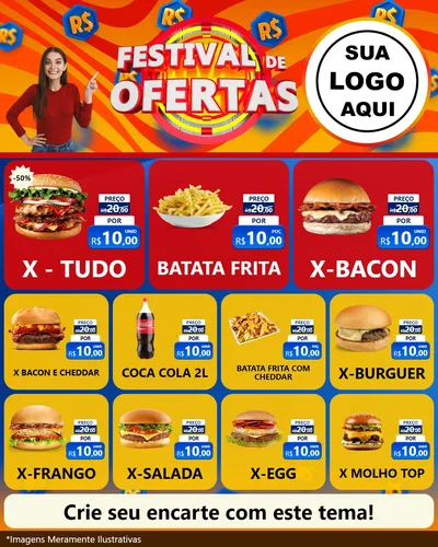 Modelo de Rede Social para Feed Instagram com o tema Festival de Ofertas para Hamburgueria