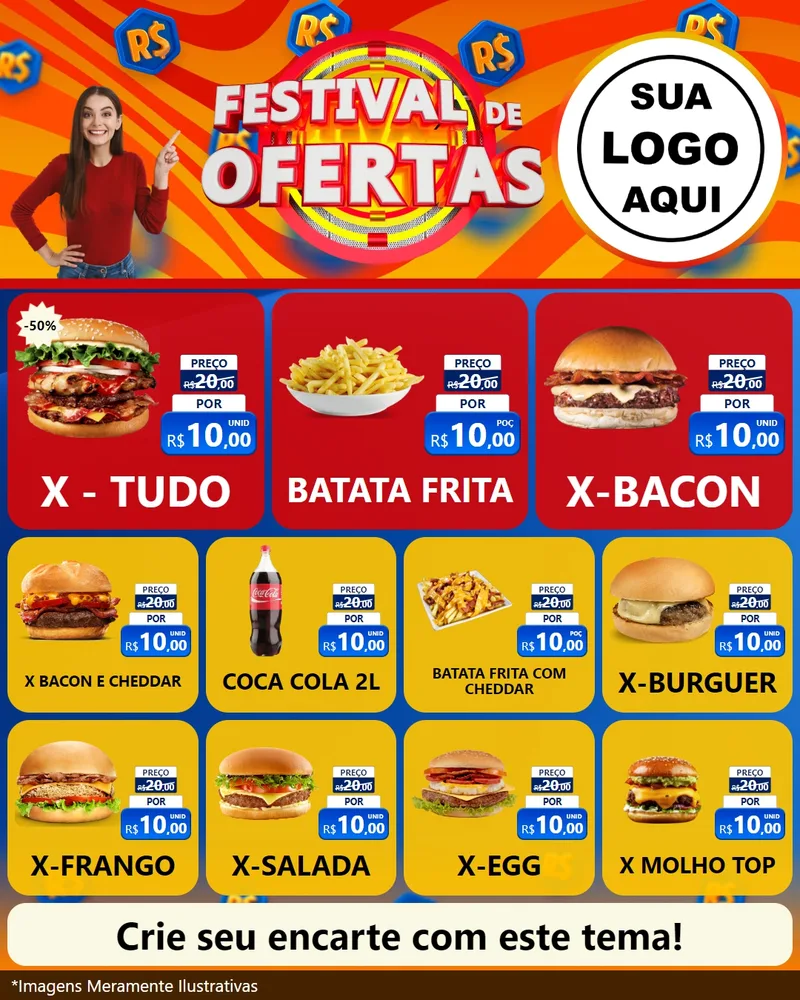 Modelo de Rede Social para Feed Instagram com o tema Festival de Ofertas para Hamburgueria