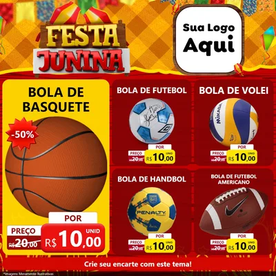 Modelo de Rede Social para Feed Facebook com o tema Festa Junina para Artigos Esportivos