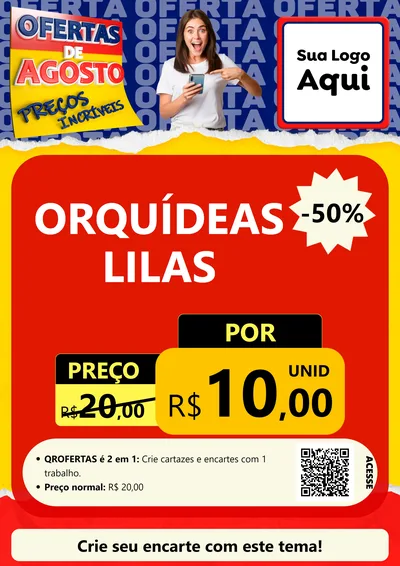 Modelo de Cartaz para Cartaz A4 Vertical com o tema Ofertas de Agosto - Preços Incríveis para Floricultura e jardim