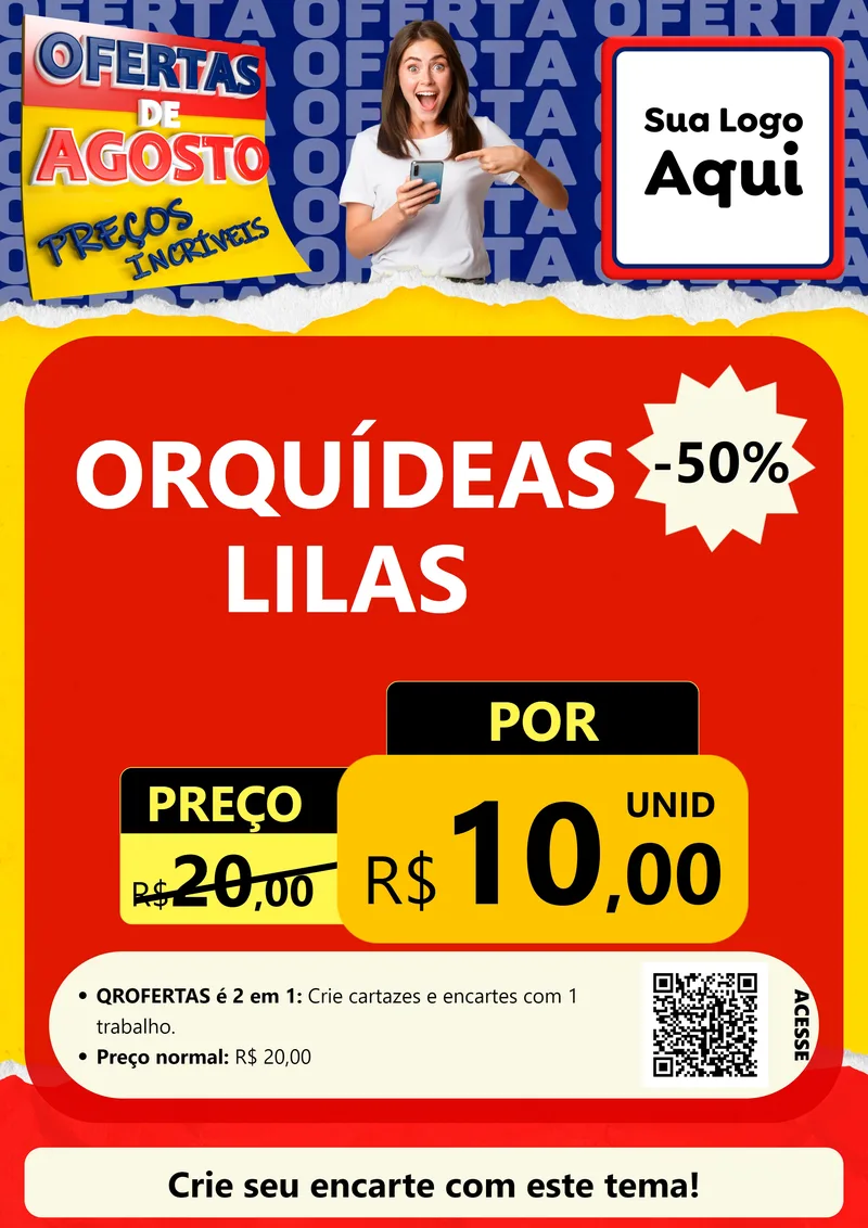 Modelo de Cartaz para Cartaz A4 Vertical com o tema Ofertas de Agosto - Preços Incríveis para Floricultura e jardim