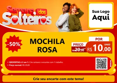 Modelo de Cartaz para Cartaz A4 Horizontal com o tema Semana dos Solteiros para Papelaria