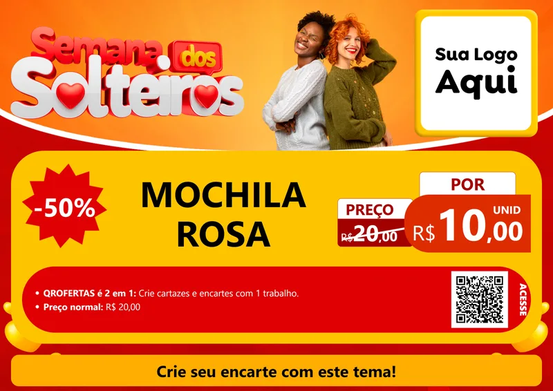 Modelo de Cartaz para Cartaz A4 Horizontal com o tema Semana dos Solteiros para Papelaria