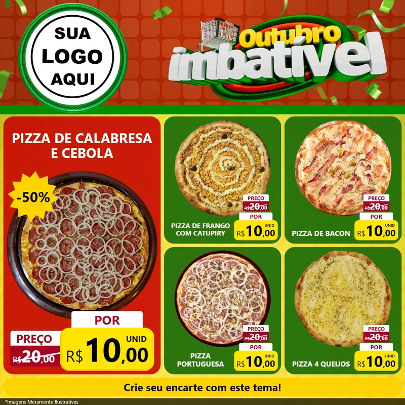 Modelo de Rede Social para Feed Facebook com o tema Outubro Imbatível para Pizzaria