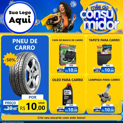 Modelo de Rede Social para Feed Facebook com o tema Mês do Consumidor para Auto peças