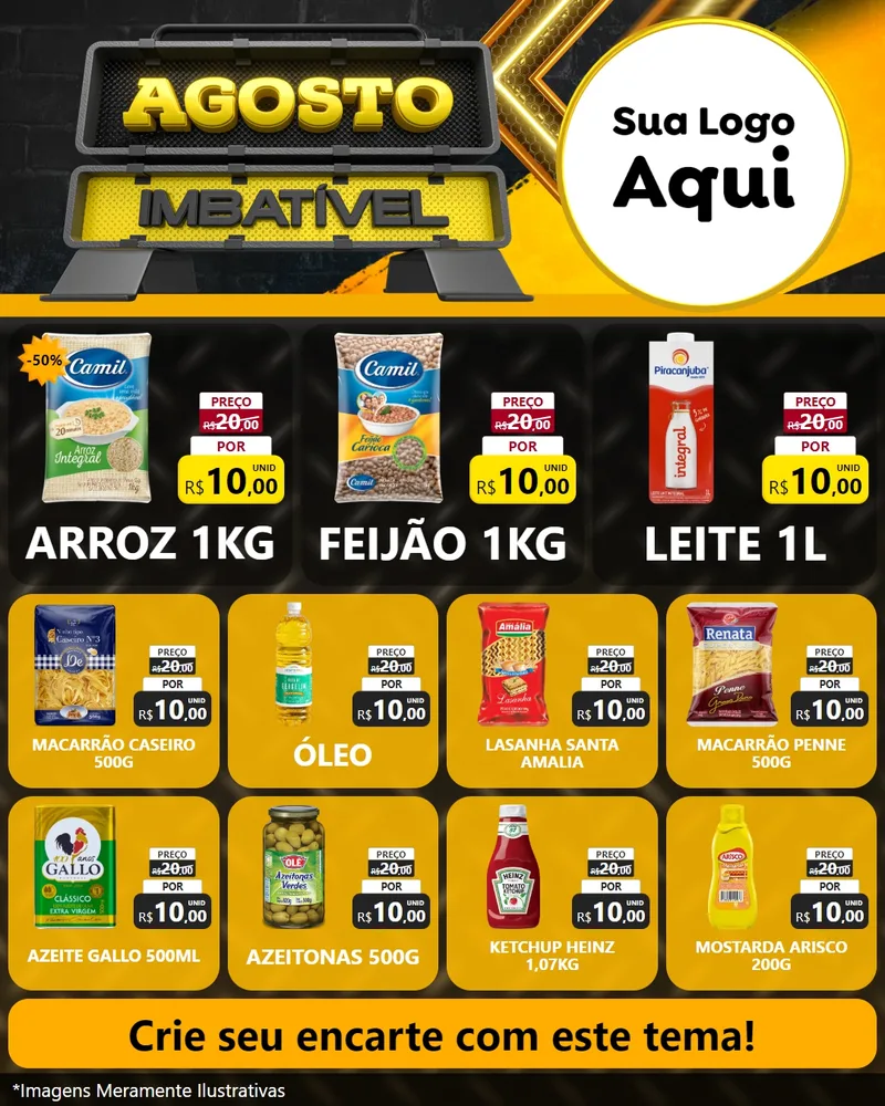 Modelo de Rede Social para Feed Instagram com o tema Agosto Imbatível para Supermercado