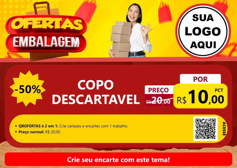 Modelo de Cartaz para Cartaz A4 Horizontal com o tema Ofertas Embalagem para Embalagens