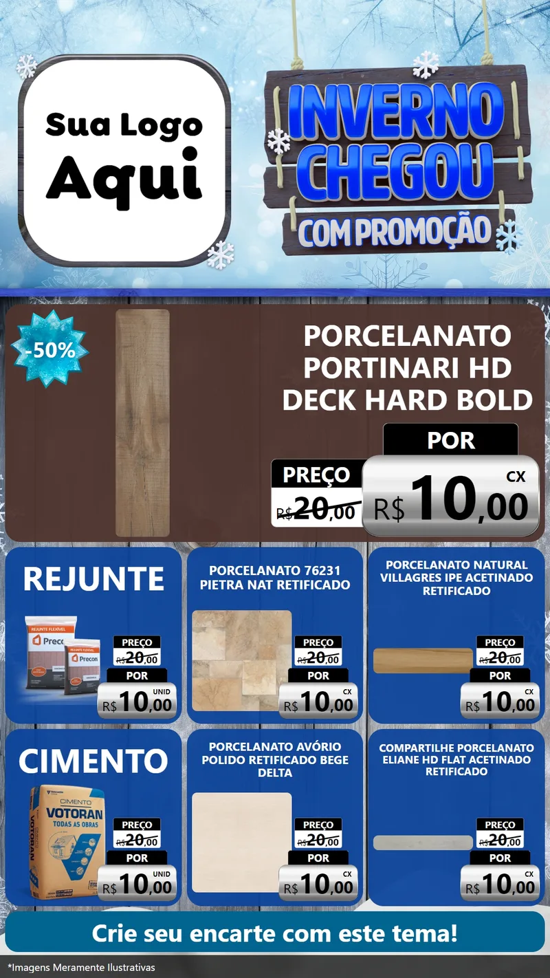 Modelo de Rede Social para Stories com o tema Inverno Chegou Com Promoção para Pisos e revestimentos